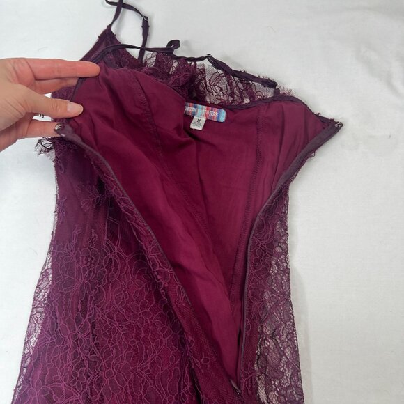Urban Outfitters UO Real Love Lace Midi Slip Dress In Plum Maroon Medium - Picture 13 of 16